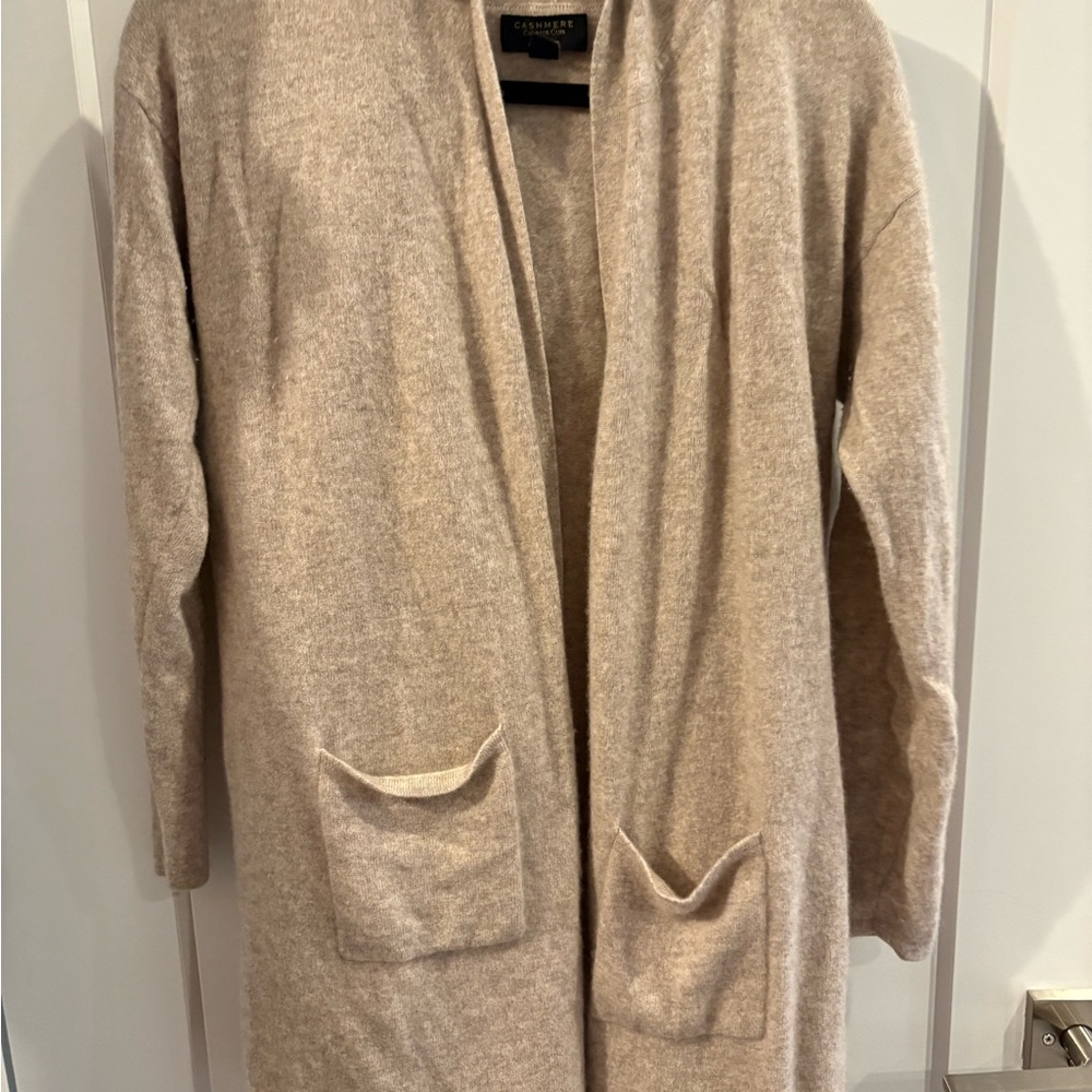 Charter Club Tan Open Front cashmere Cardigan